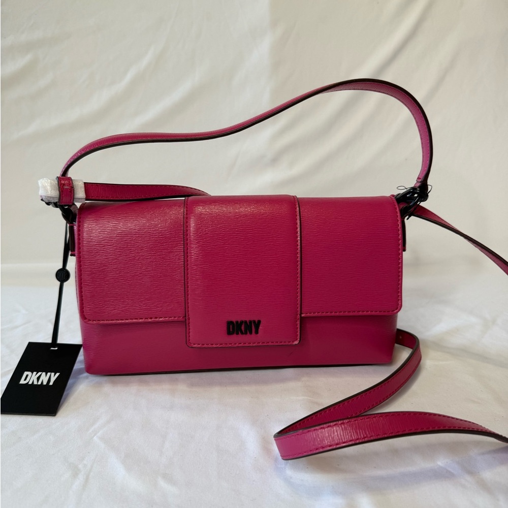 DKNY Pink Chriselle Flap Demi Crossbody Bag NWT